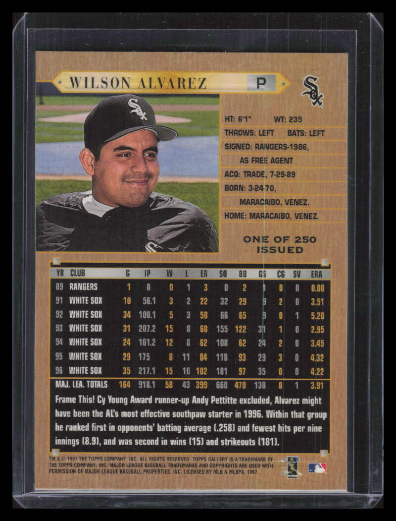 1997 Topps Gallery Player's Private Issue 118 Wilson Alvarez /250