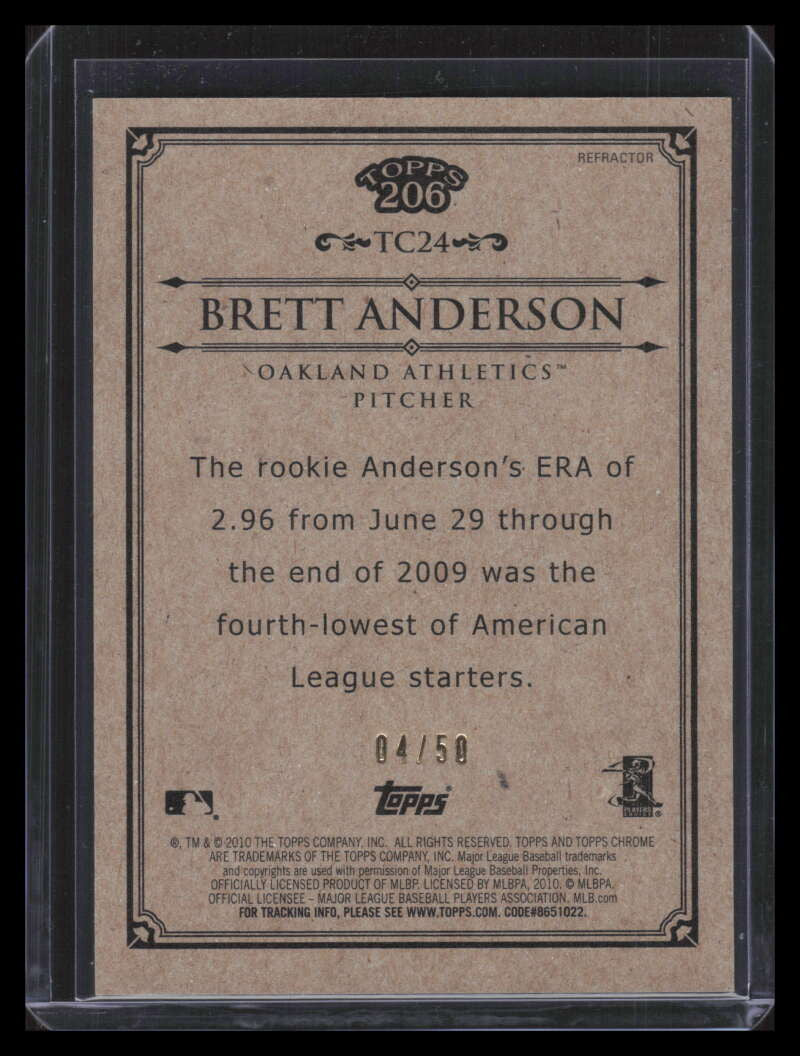 2010 Topps Chrome 206 Chrome Gold Refractor tc24 Brett Anderson 4/50