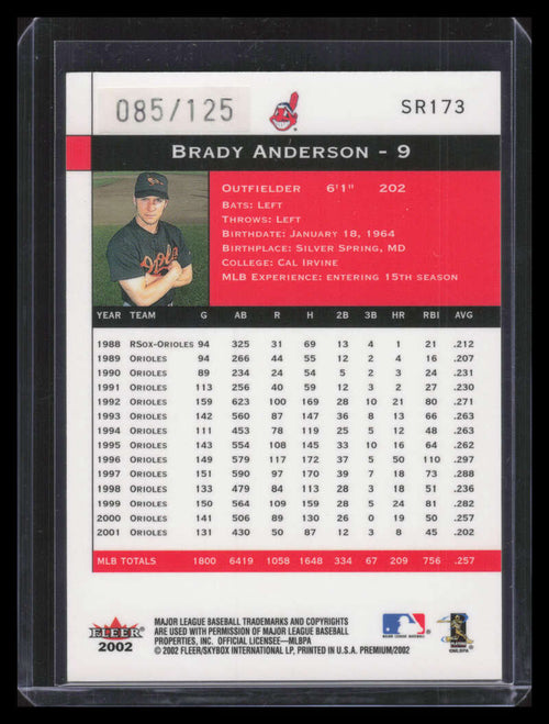 2002 Fleer Premium Star Ruby 173 Brady Anderson 85/125