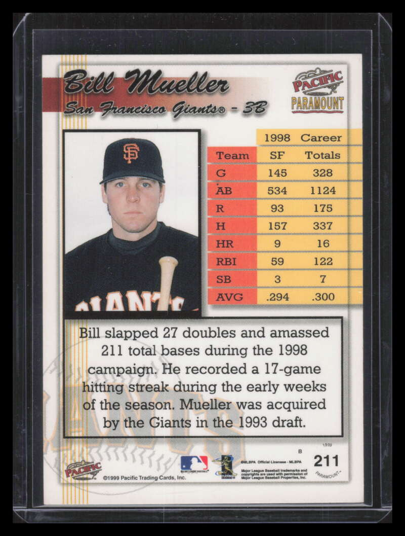 1999 Paramount Opening Day 211 Bill Mueller 56/74