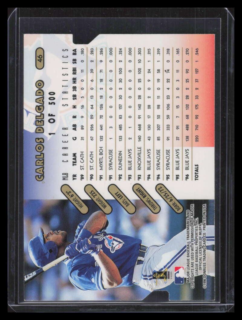 1997 Donruss Gold Press Proofs 46 Carlos Delgado /500