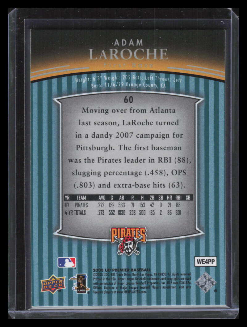 2008 Upper Deck Premier Blue 60 Adam LaRoche 6/15