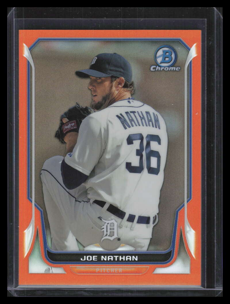 2014 Bowman Chrome Orange Refractor 186 Joe Nathan 12/25
