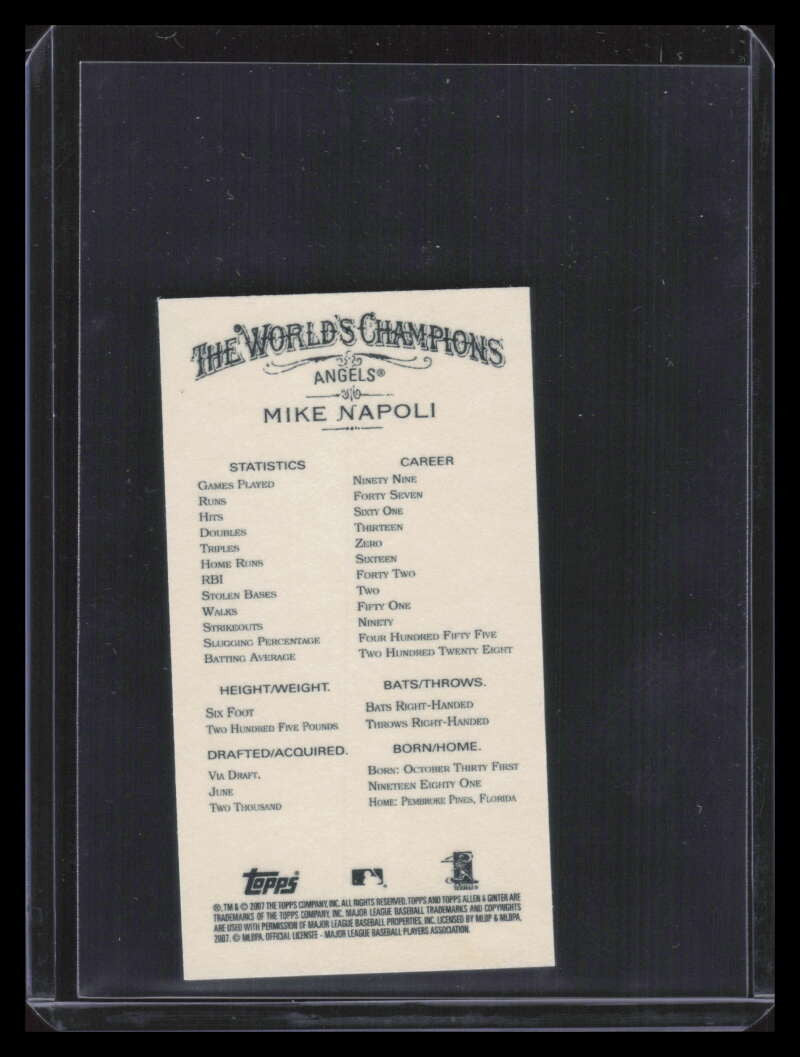 2007 Topps Allen and Ginter Mini No Card Number 206 Mike Napoli /50