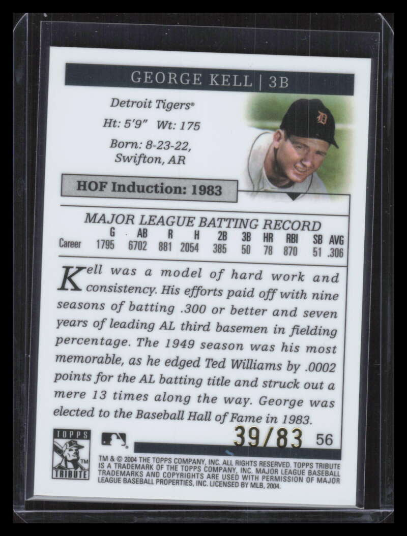 2004 Topps Tribute HOF Gold 56 George Kell 39/83