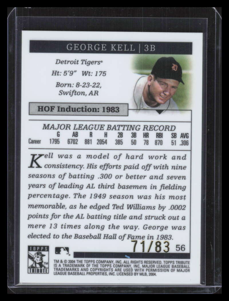 2004 Topps Tribute HOF Gold 56 George Kell 71/83