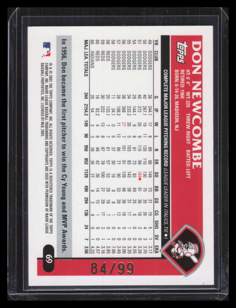 2003 Topps Retired Signature Black 69 Don Newcombe 84/99
