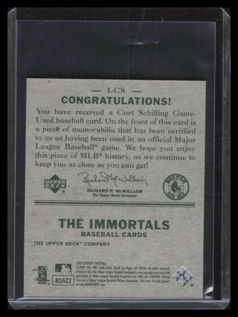 2007 Upper Deck Goudey Immortals Memorabilia ICS Curt Schilling Jersey