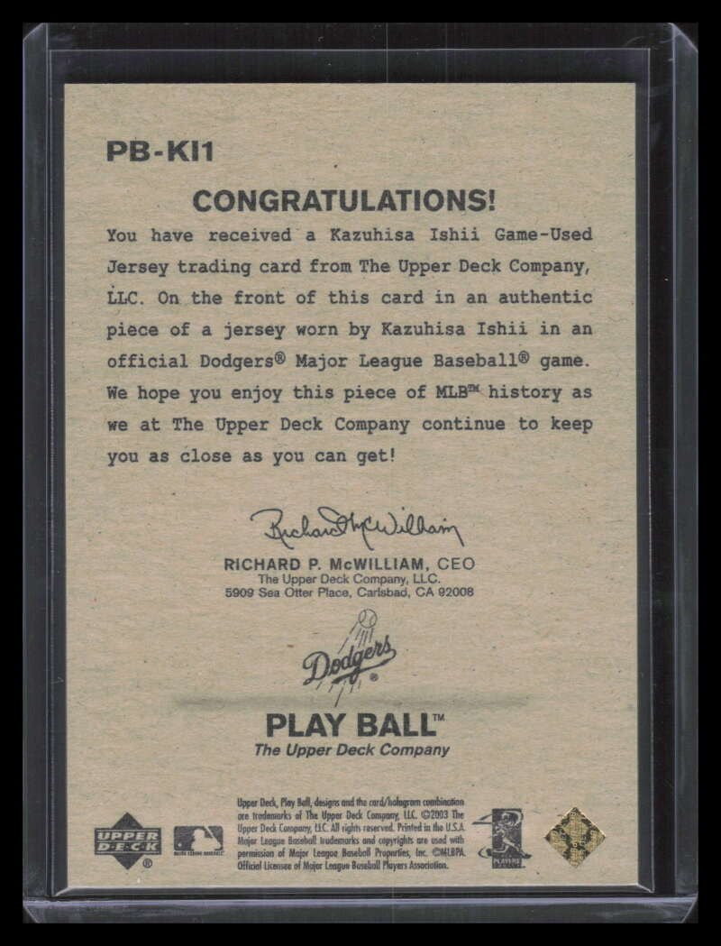 2003 Upper Deck Play Ball Game Used Memorabilia Gold Kazuhisa Ishii Jersey 10/25
