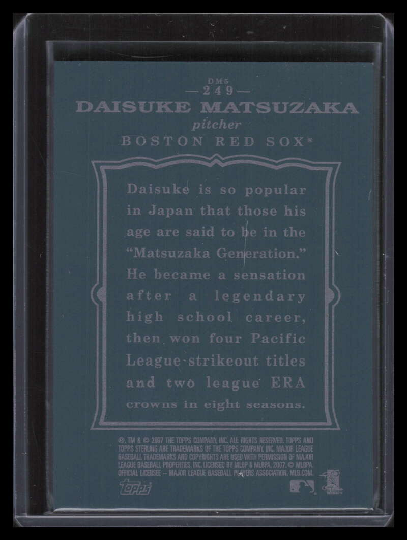 2007 Topps Sterling 249 Daisuke Matsuzaka Rookie 32/250