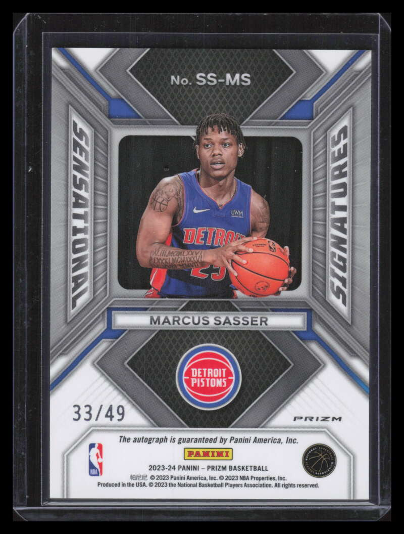 DELETE 153501 2023-24 Panini Prizm Sensational Signatures Blue Marcus Sasser Rookie Auto 33/49