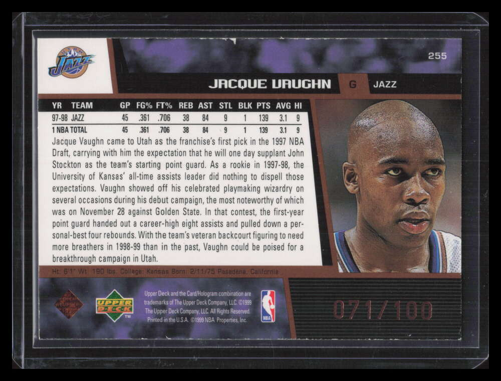 1998-99 Upper Deck Bronze 255 Jacque Vaughn 71/100