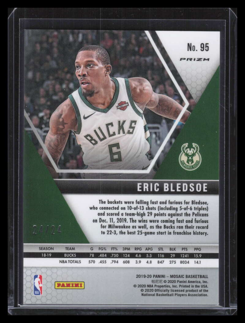 2019-20 Panini Mosaic Mosaic Purple Snakeskin Refractor 95 Eric Bledsoe 24/24