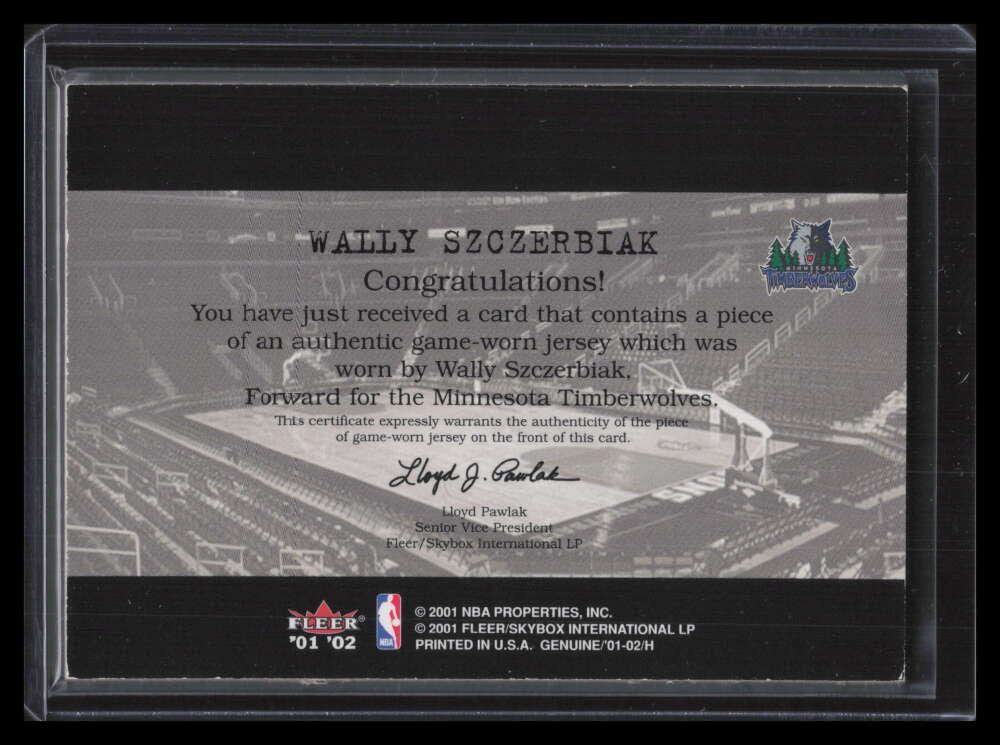 2001-02 Fleer Genuine Final Cut 30 Wally Szczerbiak Patch