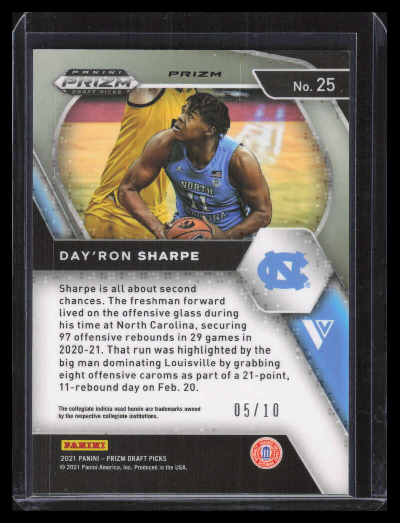 2021-22 Panini Prizm Draft Variations Gold Shimmer 25 Day'Ron Sharpe Rookie 5/10