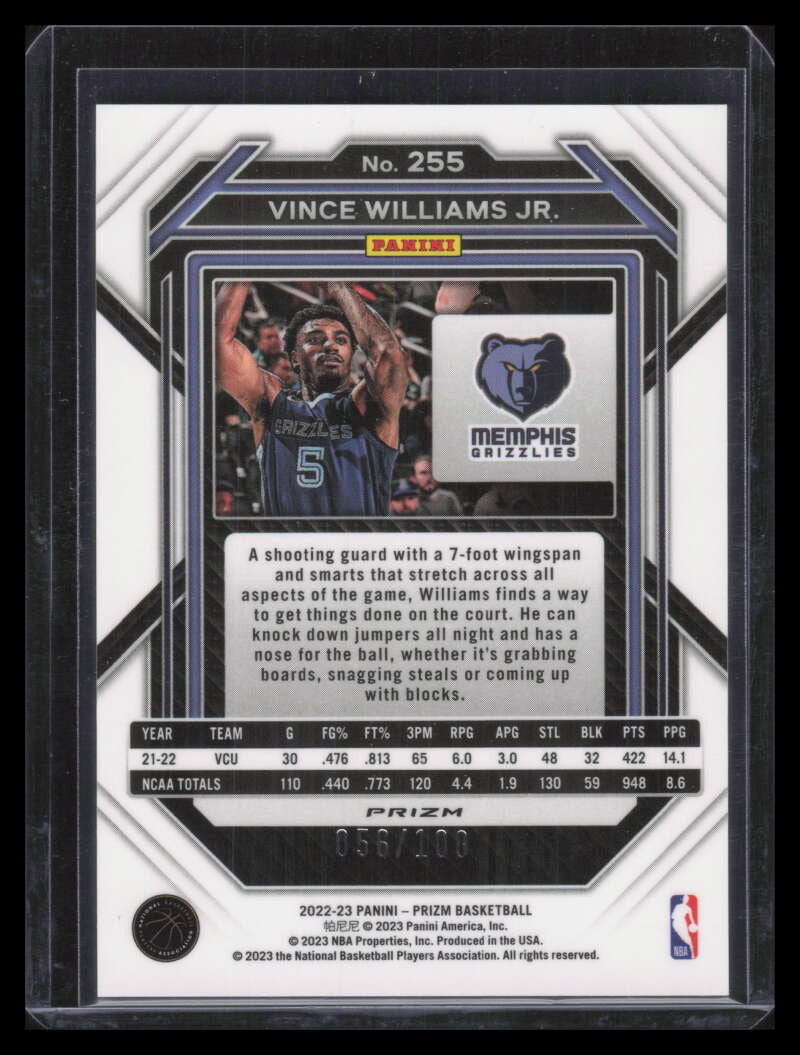 DELETE 153535 2022-23 Panini Prizm Prizms Fast Break Red 255 Vince Williams Jr. Rookie 56/100