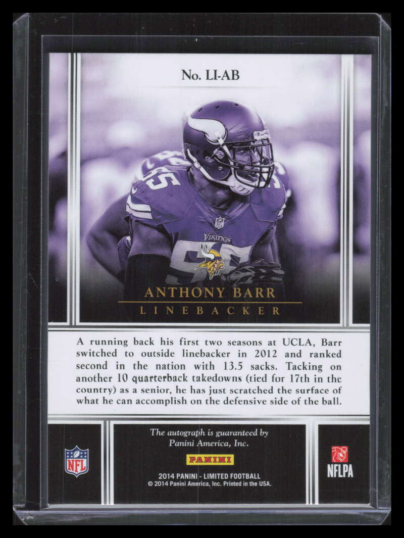 2014 Limited INK Autographs 63 Anthony Barr Rookie Auto 28/35