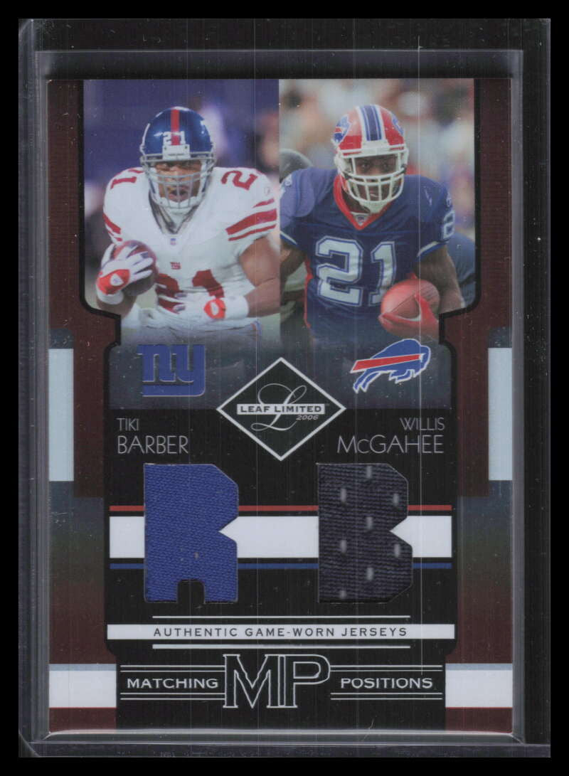 2006 Leaf Limited Matching Positions 15 McGahee Tiki Barber Dual Jersey 26/100