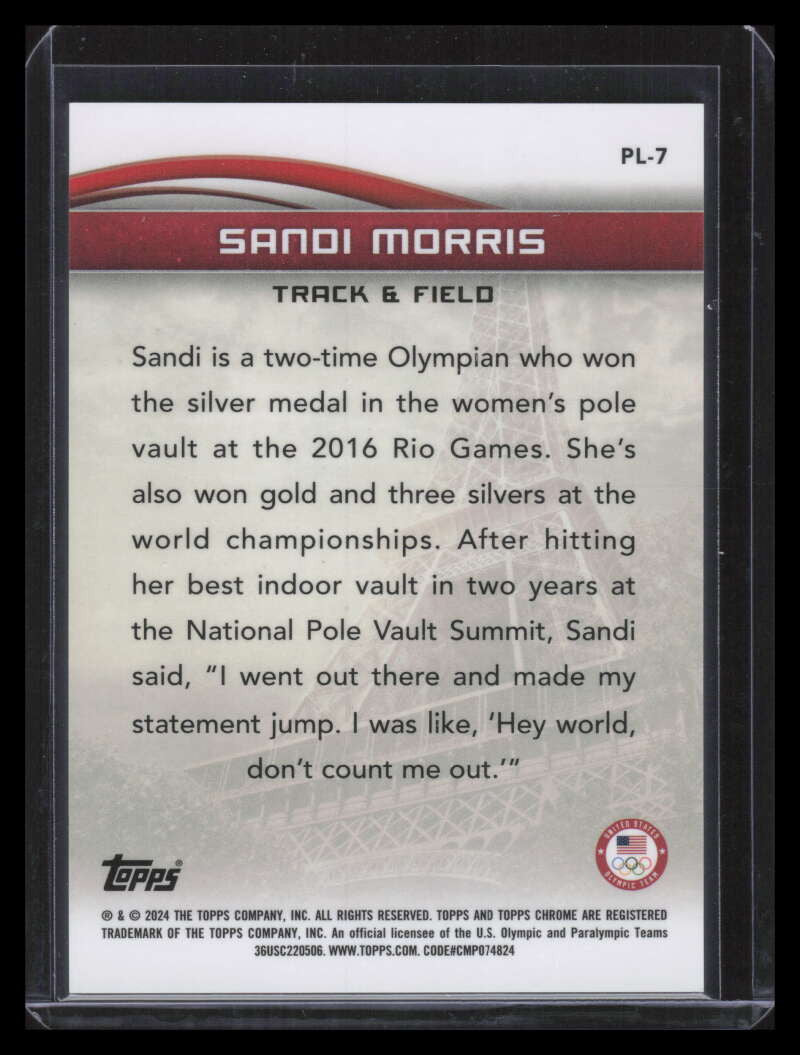 2024 Topps Chrome Olympics To Paris with Love Flag Refractor Sandi Morris 2/76
