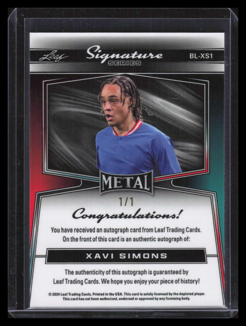 2024 Leaf Metal Signature Series Blue Shimmer blxs1 Xavi Simons Auto 1/1