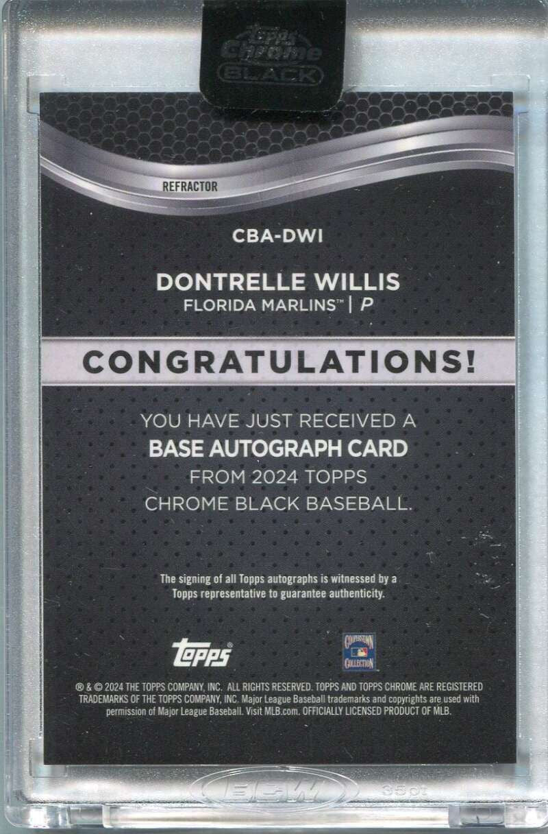 2024 Topps Chrome Black Autographs Refractor CBADWI Dontrelle Willis Auto 67/150