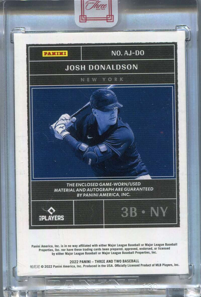 2022 Panini Three and Two Jersey Autographs 36 Josh Donaldson Jersey Auto 1/49
