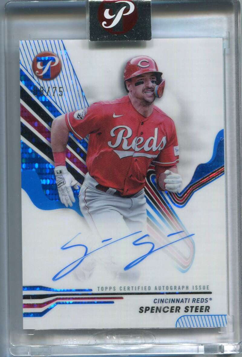 2024 Topps Pristine Autographs Blue Refractor PASS Spencer Steer Auto 8/75