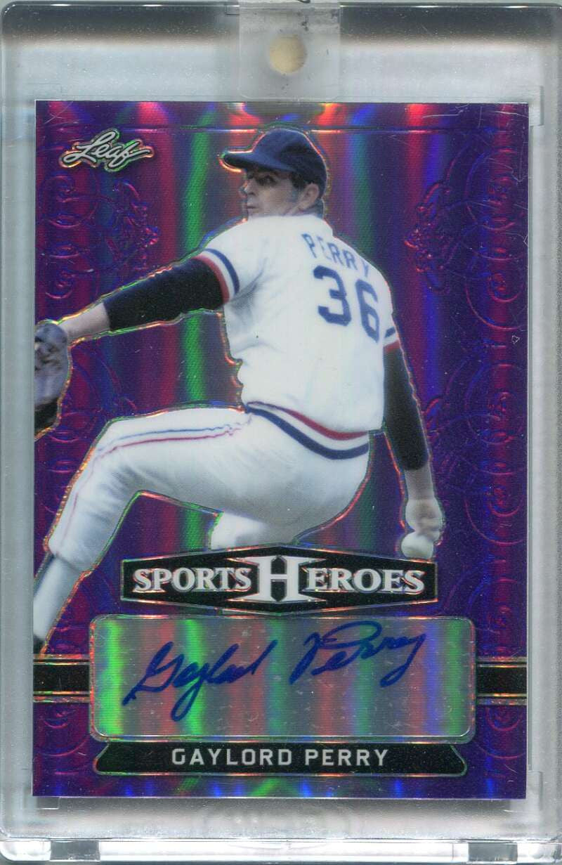 2018 Leaf Metal Sports Heroes Purple bagp1 Gaylord Perry Auto 10/10