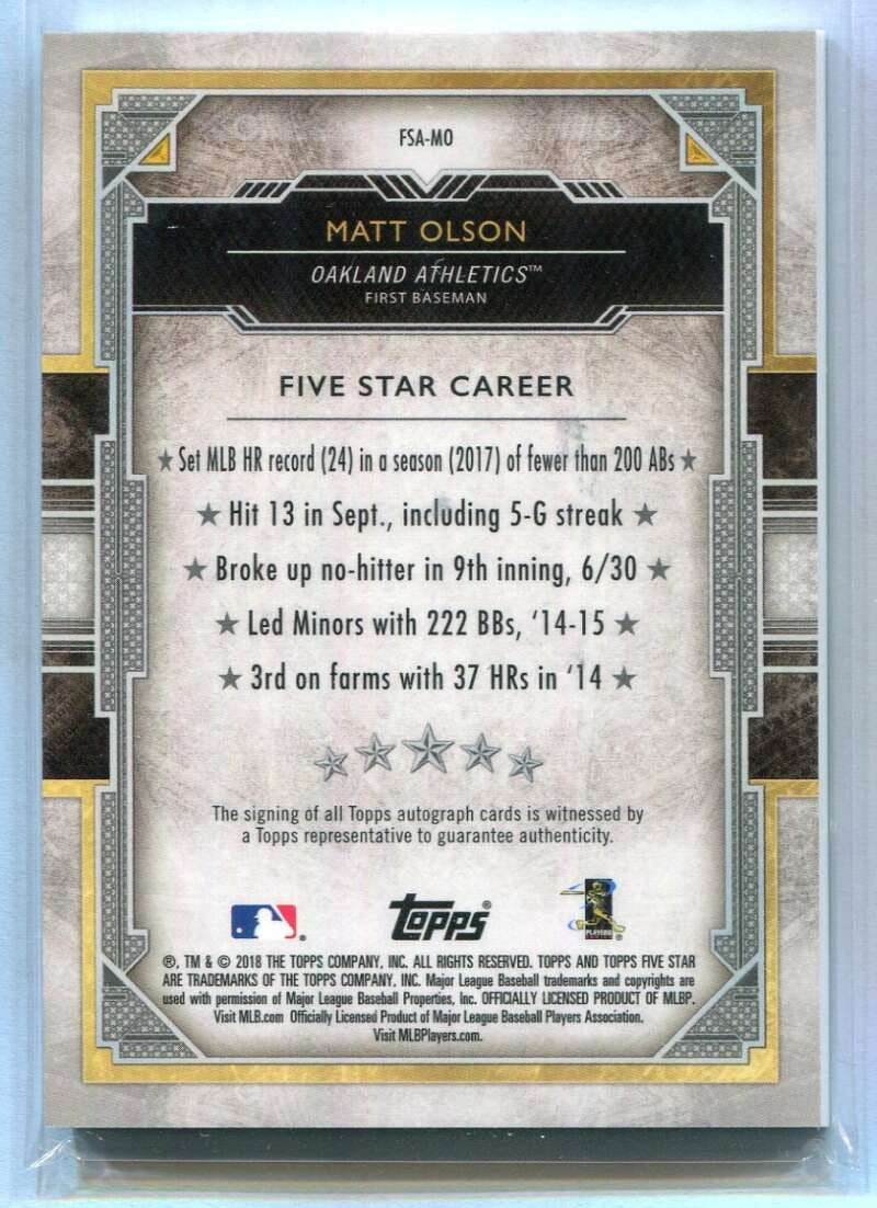 DELETE 153736 2018 Topps Five Star Autographs FSAMO Matt Olson Auto