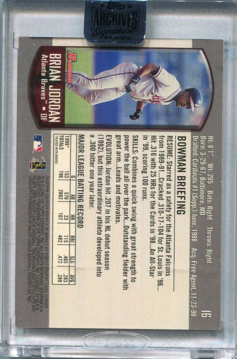 2018 Topps Archives Signature Series Postseason Brian Jordan Auto 2/16 00 Bowman