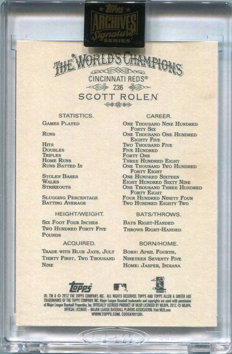 2021 Topps Archives Signature Series Retired Scott Rolen Auto 86/95 2012 Ginter