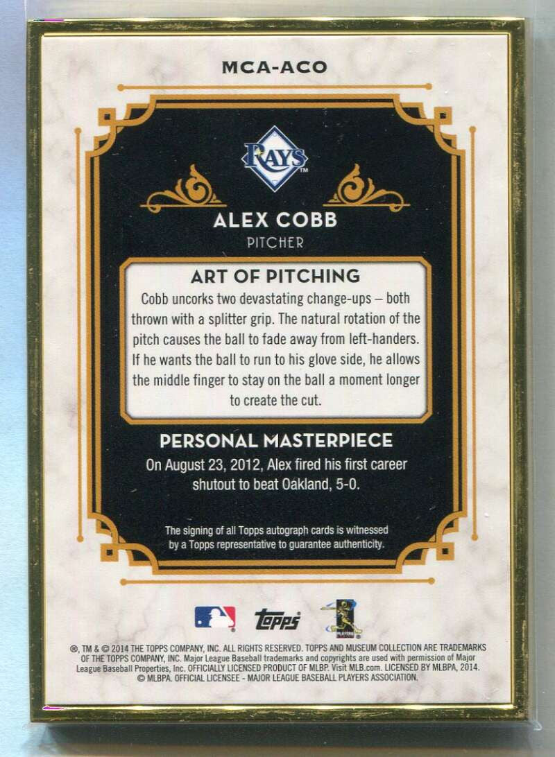2014 Topps Museum Collection Framed Autographs Gold MCAACO Alex Cobb Auto 15/15