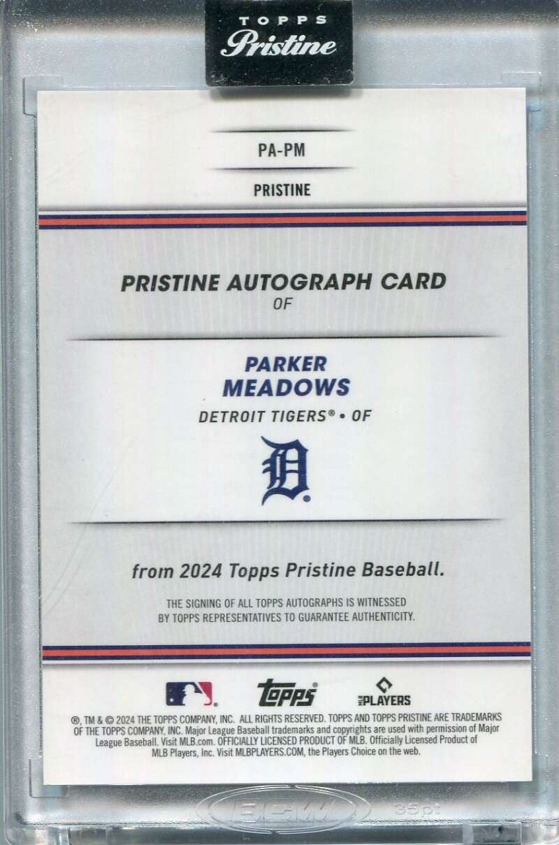 2024 Topps Pristine Autographs Purple Refractor Parker Meadows Rookie Auto 91/99
