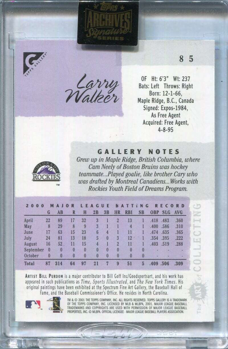 2021 Topps Archives Signature Series Retired Larry Walker Auto 1/1 2001 Gallery