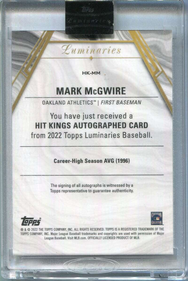 2022 Topps Luminaries Hit Kings Autographs HKMM Mark McGwire Auto 3/15