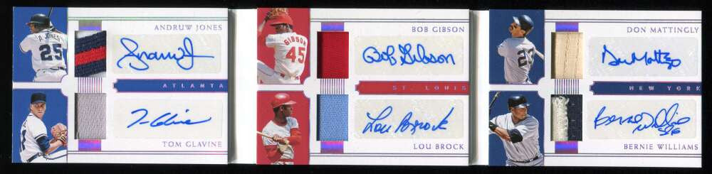 2021 National Treasures Jones Brock Gibson Mattingly Bernie Glavine Patch Auto 5