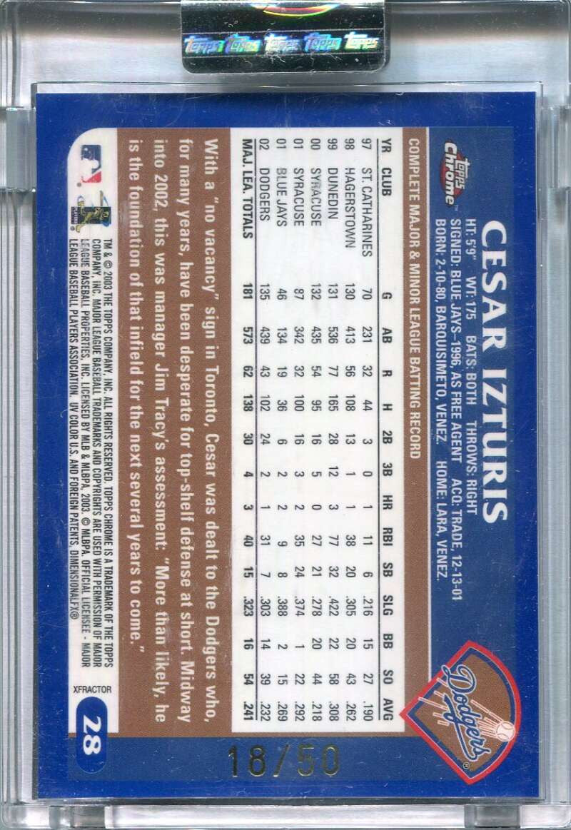 2003 Topps Chrome Uncirculated X-Fractor 28 Cesar Izturis 18/50