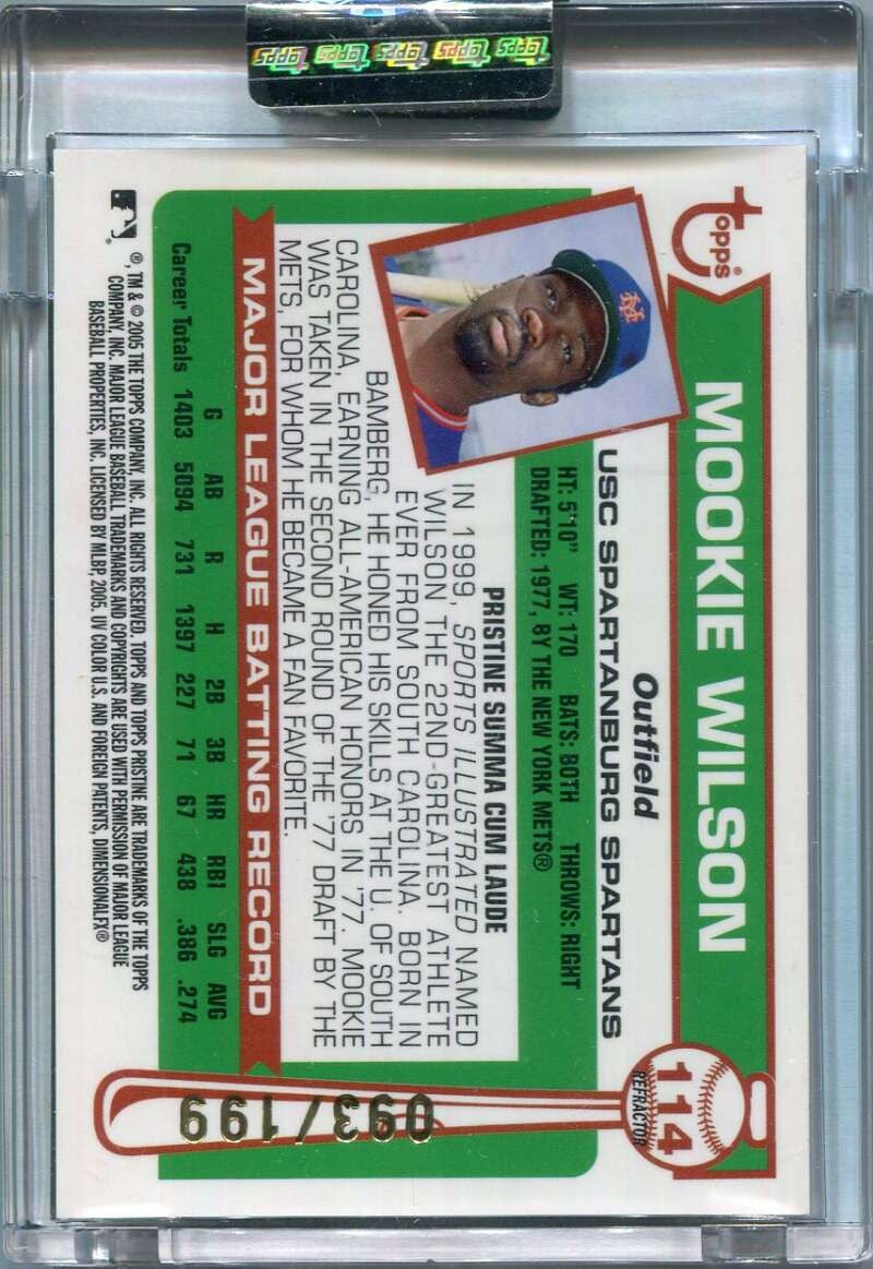 2005 Topps Pristine Legends Refractor 114 Mookie Wilson U Uncommon 93/199