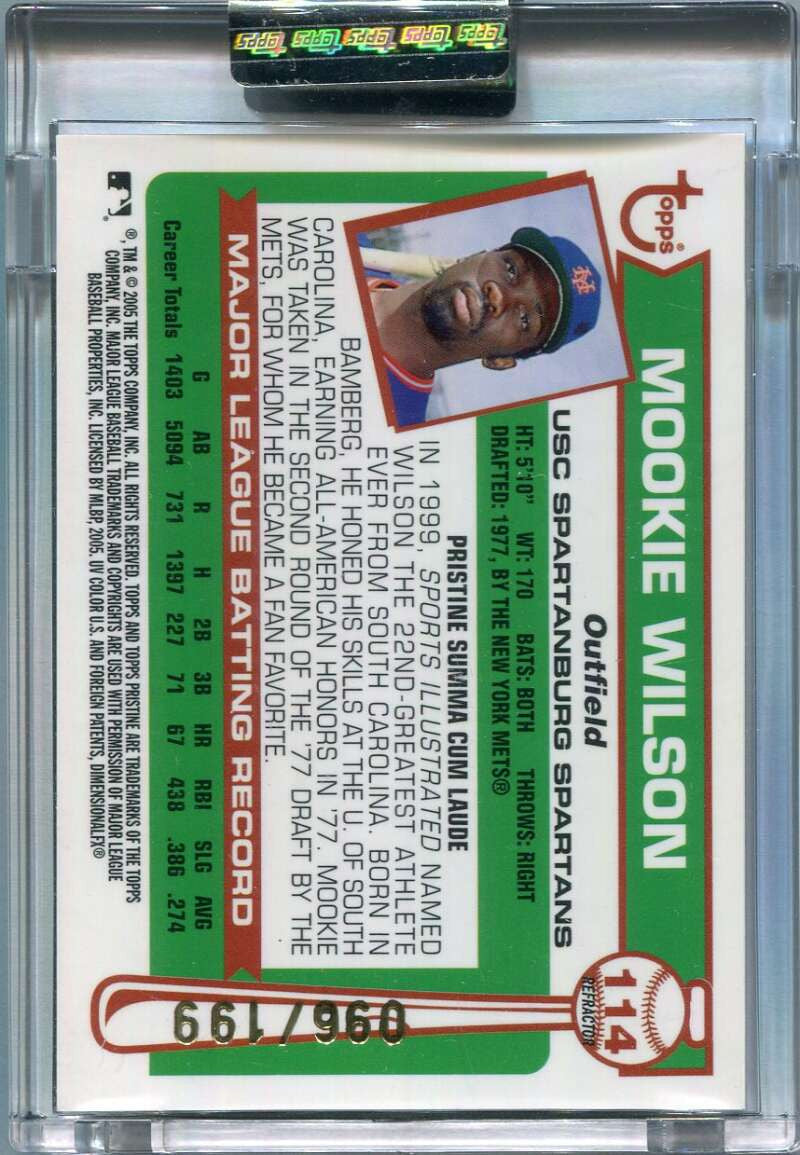 2005 Topps Pristine Legends Refractor 114 Mookie Wilson U Uncommon 96/199