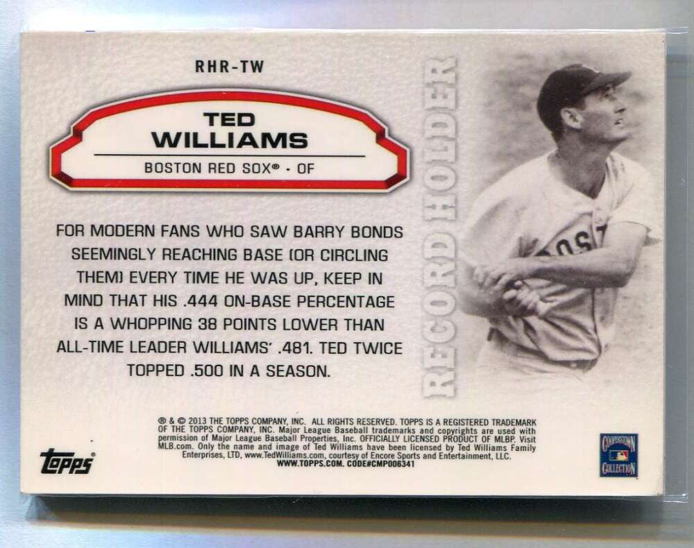 2013 Topps Update Record Holder Ringers TW Ted Williams Medallion