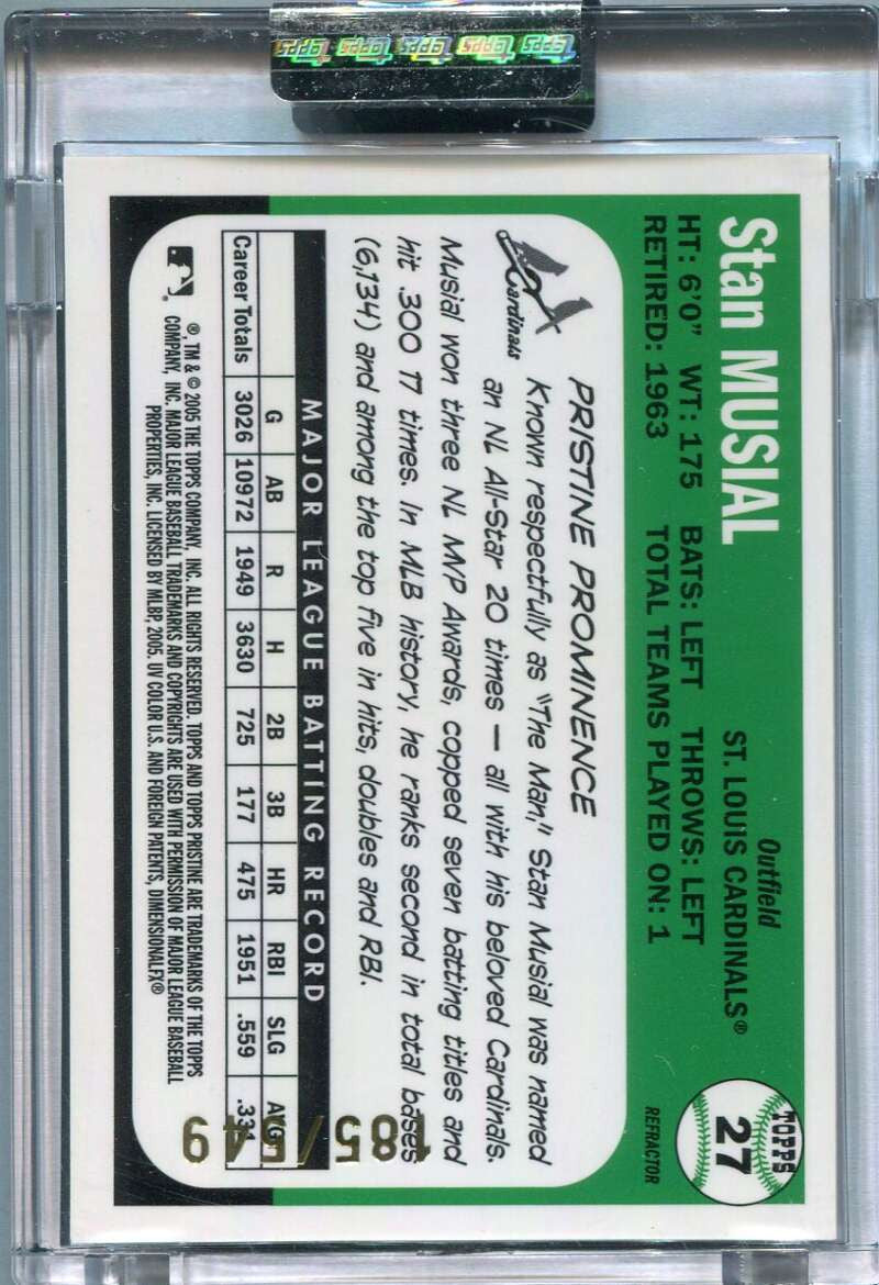 2005 Topps Pristine Legends Refractor 27 Stan Musial C Common 185/549