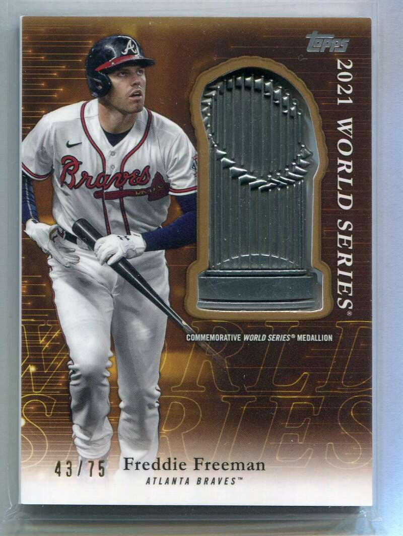 DELETE 153894 2023 Topps Update Postseason Trophy Gold PTMFF Freddie Freeman Medallion 43/75