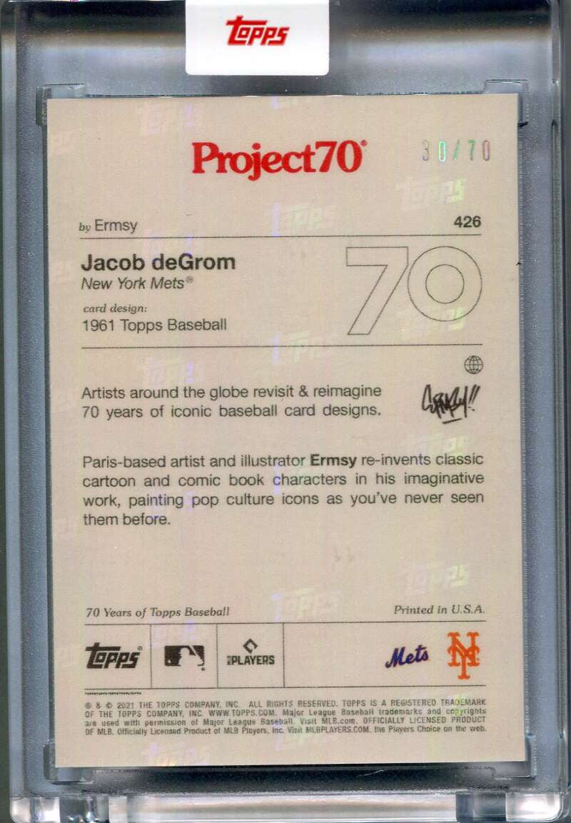 SOLD 153916 2021 Topps Project70 Rainbow Foil 426 Jacob deGrom Ermsy 30/70