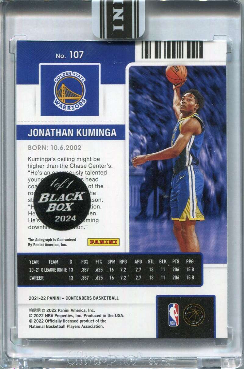 2021-22 Panini Contenders The Finals Black Box Jonthan Kuminga Rookie Auto 1/1