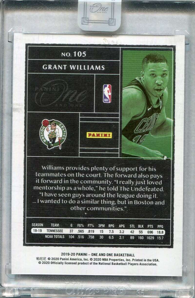 SOLD 153965 2019-20 Panini One and One Red 105 Grant Williams Rookie 15/15