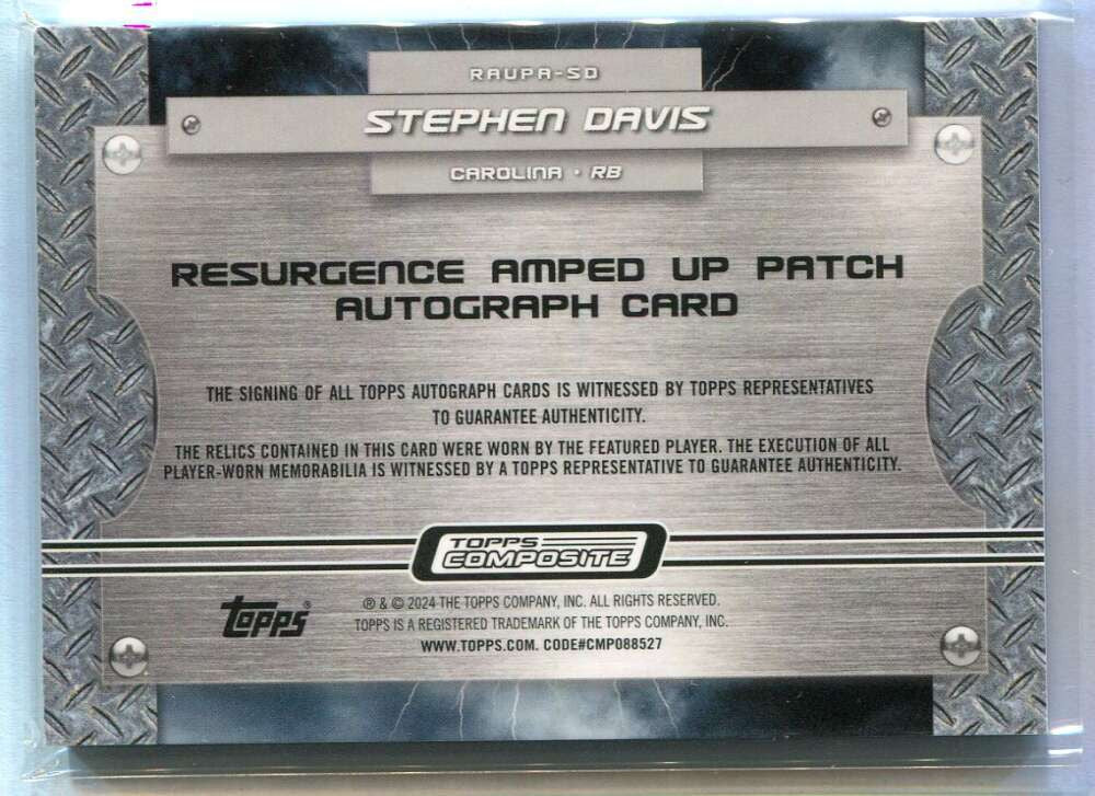 2023 Topps Composite Resurgence Amped Up White Stephen Davis Jersey Auto 43/125