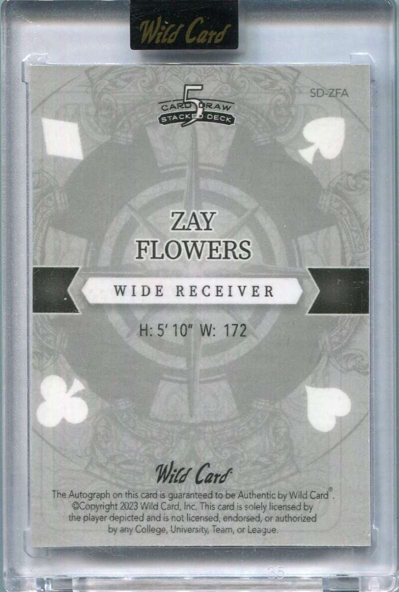 2023 Wild Card 5 Draw Stacked Deck Blue Rainbow Foil Zay Flowers Rookie Auto 1/1