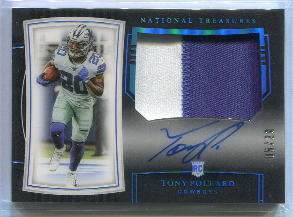 2019 Panini National Treasures Midnight 196 Tony Pollard Rookie Patch Auto 5/20