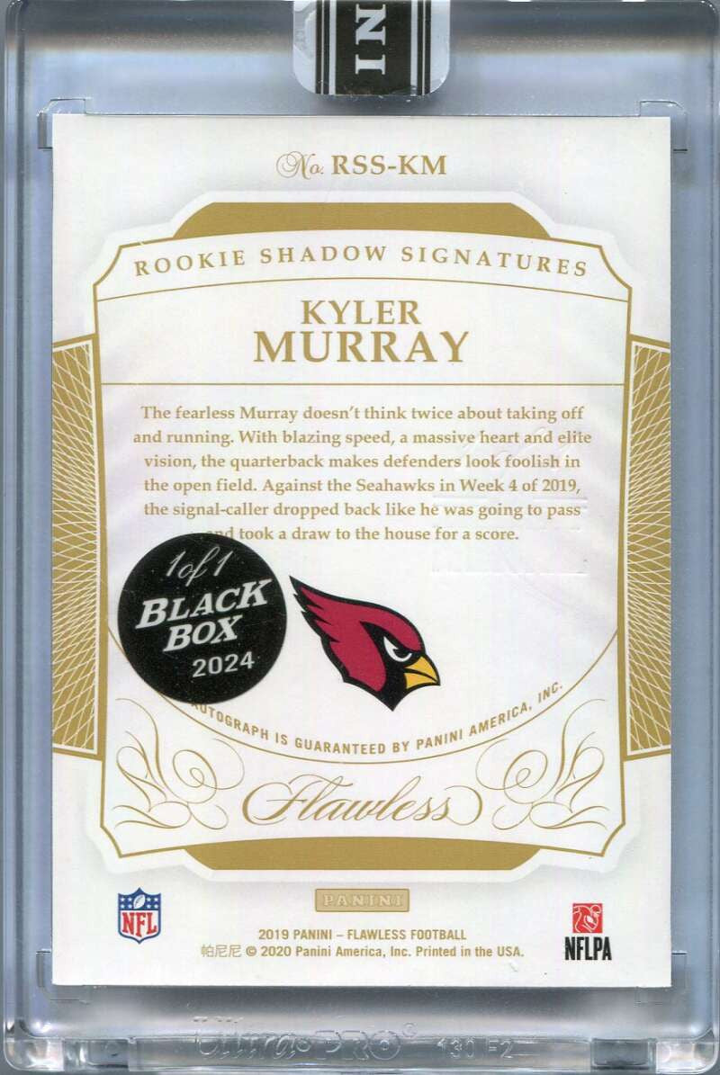2019 Panini Flawless Shadow Signatures Black Box Kyler Murray Rookie Auto 1/1
