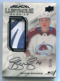 2020-21 UD Black Clarity LPASB Shane Bowers Rookie Patch Auto 11/15 Lustrous